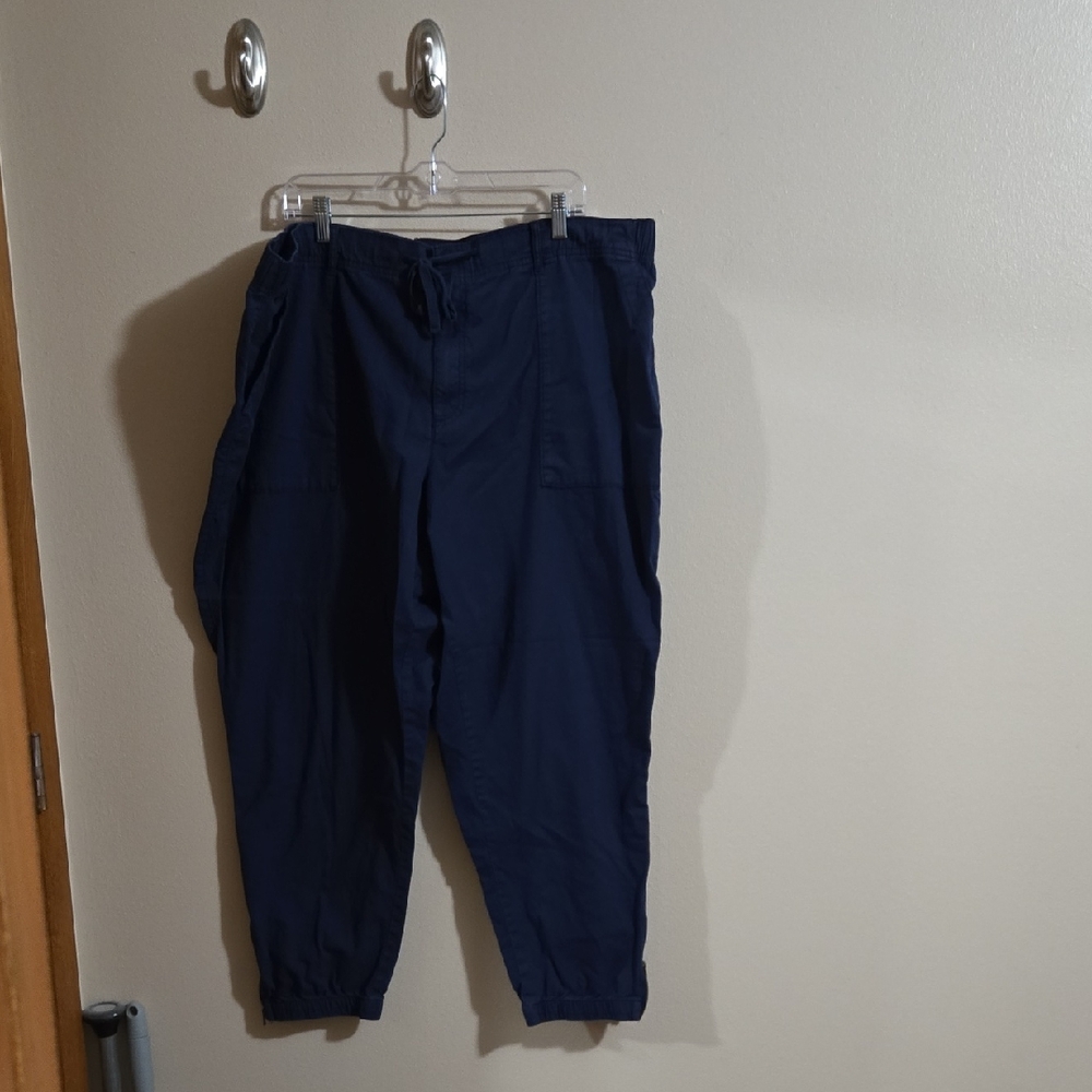 Sonoma Navy Drawstring Cropped Ankle Pants